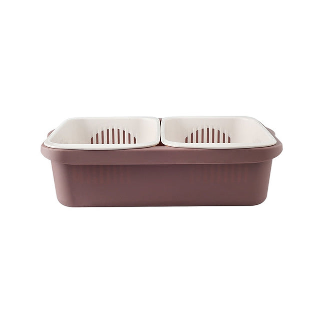Double-layer Classification Square Drain Basket Kitchen Household Plastic Fruit and Vegetable Basket