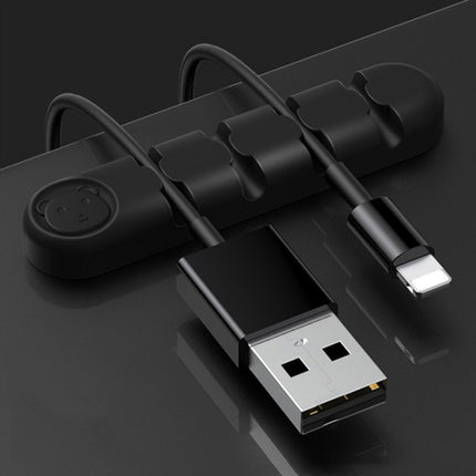 5 PCS 4 Holes Bear Silicone Desktop Data Cable Organizing And Fixing Device, 4 Holes