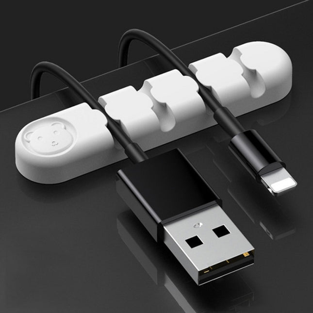 5 PCS 4 Holes Bear Silicone Desktop Data Cable Organizing And Fixing Device, 4 Holes