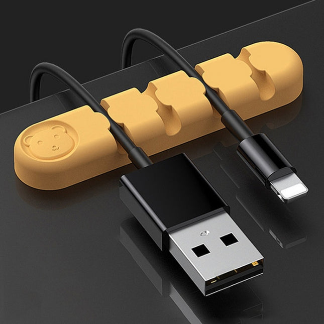 5 PCS 4 Holes Bear Silicone Desktop Data Cable Organizing And Fixing Device, 4 Holes