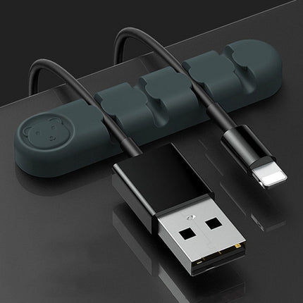 5 PCS 4 Holes Bear Silicone Desktop Data Cable Organizing And Fixing Device, 4 Holes