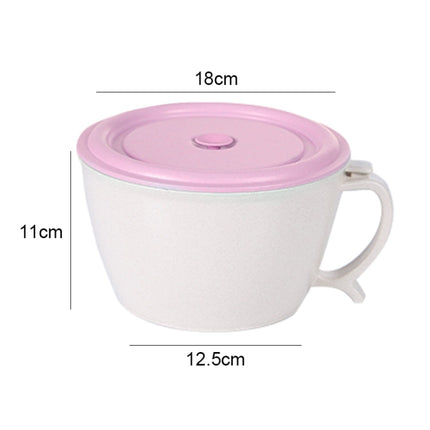 Wheat Fiber Instant Noodle Bowl Creative and Convenient Sealed Lunch Box with Mobile Phone Holder, Pink, Blue, Green