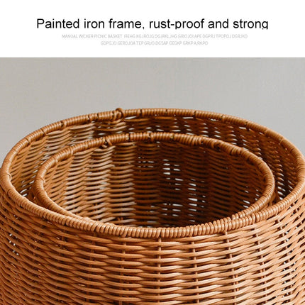 Round Snack Basket Rattan Woven Home Fruit and Vegetable Storage Basket Kitchen Drain Basket