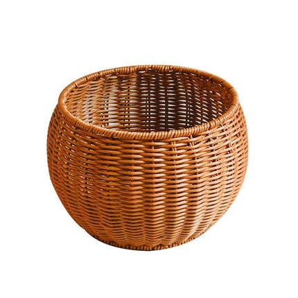 Round Snack Basket Rattan Woven Home Fruit and Vegetable Storage Basket Kitchen Drain Basket