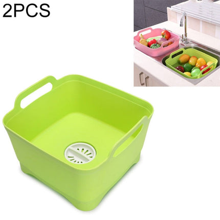 2 PCS Multifunctional Mobile Sink Kitchen Plastic Vegetable Washing Basket Fruit And Vegetable Storage Drain Basket