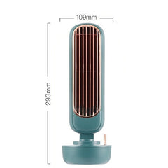 Retro Humidification Tower Fan USB Leafless Fan Water Cooling Spray Humidification Desktop Fan Cooler