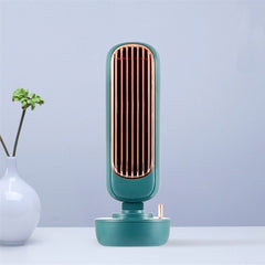 Retro Humidification Tower Fan USB Leafless Fan Water Cooling Spray Humidification Desktop Fan Cooler