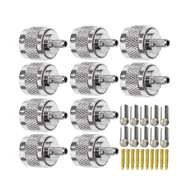 N Type Plug Connector Low Loss RF Coaxial Connector, 10pcs NJ-1.5 For RG316/RG174/LMR, 10pcs NJ-3 For RG58/RG402/LMR195, 10pcs NJ-4 For LMR240, 10pcs NJ-5 For LMR300/5D-FB, 10pcs NJ-7 For LMR400