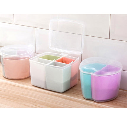 Household Kitchen Split Combined Fresh Box Three Grid Spice Box with Spoon, Round, Square, Apple Shape