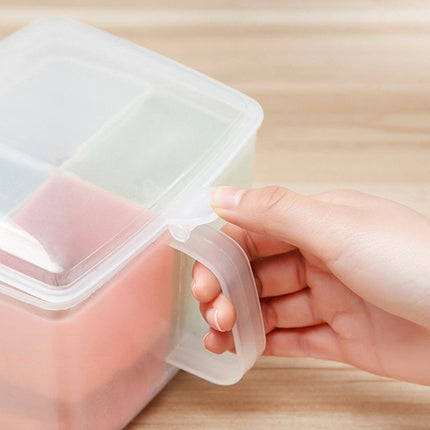 Household Kitchen Split Combined Fresh Box Three Grid Spice Box with Spoon, Round, Square, Apple Shape