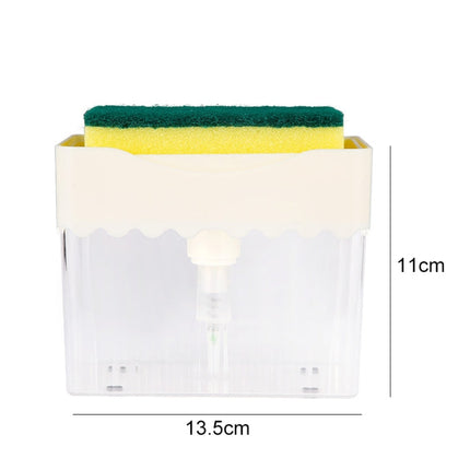 Cleaning Cloth Dishwashing Brush Liquid Box Kitchen Brush Detergent Mixer Press Plastic Soap Box, White, Dark Gray, Dark Blue