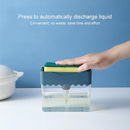 Cleaning Cloth Dishwashing Brush Liquid Box Kitchen Brush Detergent Mixer Press Plastic Soap Box, White, Dark Gray, Dark Blue