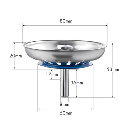 Stainless Steel 304 Washbasin Sink Filter Cover, Bright Filter Cover