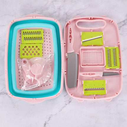 9 in 1 Folding Cutting Board Plastic Multi Function Household Cutting Board Kitchen Antibacterial Mildew Cutting Board Cutting Knife Set