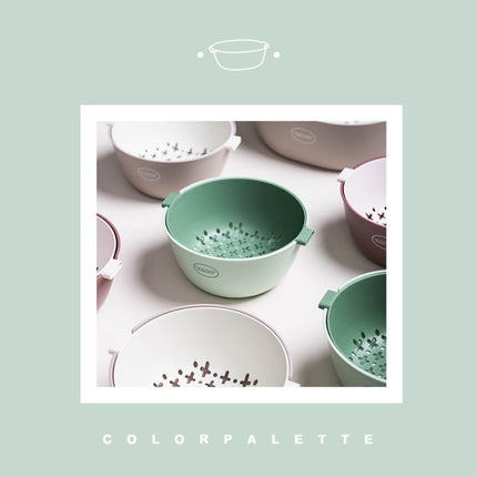 Kitchen Rice Pan Double-dish Vegetable Drain Basket Plastic Fruit Basket