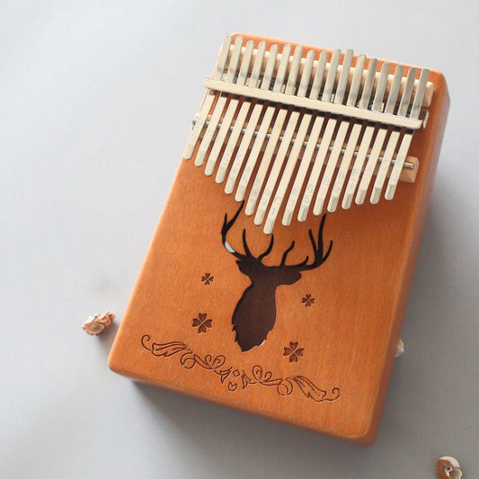 17-tone Kalimba Portable Thumb Piano, Mahogany-Classic Deer, Bamboo-Classic Deer, Mahogany-Sun God, Mahogany-Six-Pointed Star, Mahogany-Blue (Classic Deer), Spruce-Classic Deer, White-Classic Deer, Acacia-Classic Deer, Sapele-Classic Deer��������������...