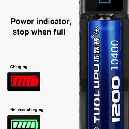 10 PCS USB 18650 Battery Single Slot Holder Charger with Flashlight Function