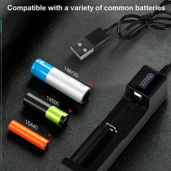10 PCS USB 18650 Battery Single Slot Holder Charger with Flashlight Function