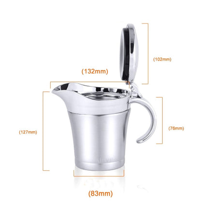 304 Stainless Steel Sauce Cup Steak Sauce Pot Tomato Sauce Bottle Double Insulated Seasoning Pot, Capacity: 450ml, Stainless Steel Sauce Cup