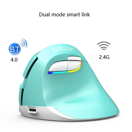 DELUX M618Mini Colorful Wireless Luminous Vertical Mouse Bluetooth Rechargeable Vertical Mouse