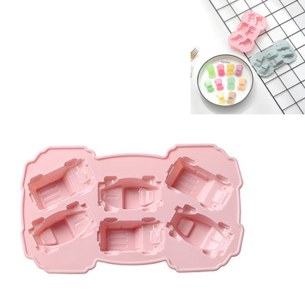 6 PCS Creative Cake Chocolate Mold 3D Car Cartoon Household Silicone Baking Ice Tray Mold, 3D Car Shape (Blue), 3D Car Shape(Pink)