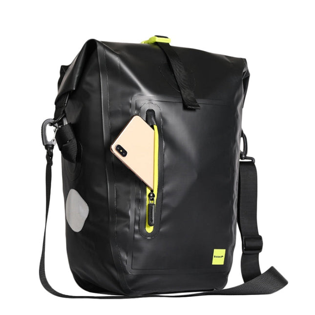 Rhinowalk Bicycle Backpack Full Waterproof Shelf Bag 25L Unilateral Frame Bag Long-distance Travel Bicycle Bag, Black Green, Full Black