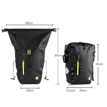Rhinowalk Bicycle Backpack Full Waterproof Shelf Bag 25L Unilateral Frame Bag Long-distance Travel Bicycle Bag, Black Green, Full Black