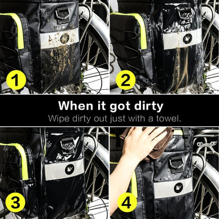 Rhinowalk Three-in-one Multifunctional Bicycle Rear Shelf Pannier Waterproof Long-distance Equipment, Full Black, Black Green