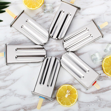 Stainless Steel DIY Ice Cream Mold Household Popsicle Ice Cream Mold, 6 Flat Head Double Grooves, 6 Round Head Double Grooves, 3 Flat 3 Round Head Double Grooves, 6 Watermelon Cups Double Slot