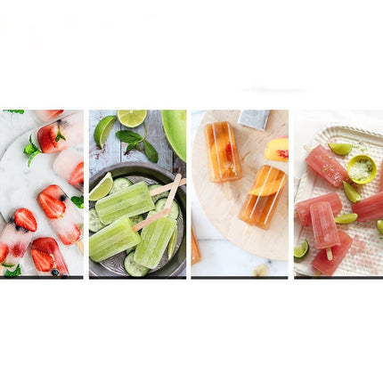 Stainless Steel DIY Ice Cream Mold Household Popsicle Ice Cream Mold, 6 Flat Head Double Grooves, 6 Round Head Double Grooves, 3 Flat 3 Round Head Double Grooves, 6 Watermelon Cups Double Slot