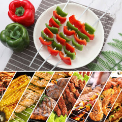10pcs / Set Metal Square Flat Barbecue Stick BBQ Skewers, BBQ Skewers