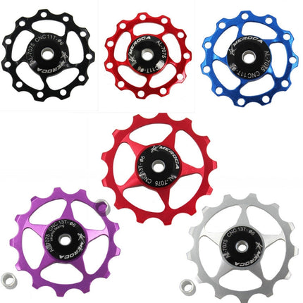 MEROCA Metal Bearings Mountain Bike Road Bike Rear Derailleur Guide Wheel 11T/13T Guide Wheel, 11T Black, 13T Black, 11T Red, 13T Red, 11T Blue, 13T Blue, 11T Purple, 13T Purple, 11T Silver, 13T Silver, 11T Electroplating Colorful����������������������...