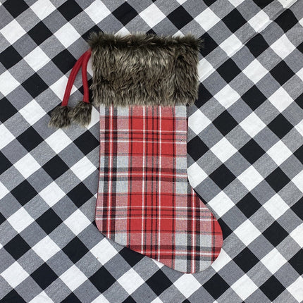 Christmas Tree Pendant Christmas Ornaments Christmas Socks Gingham Gift Bag, Light, Dark