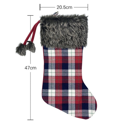 Christmas Tree Pendant Christmas Ornaments Christmas Socks Gingham Gift Bag, Light, Dark