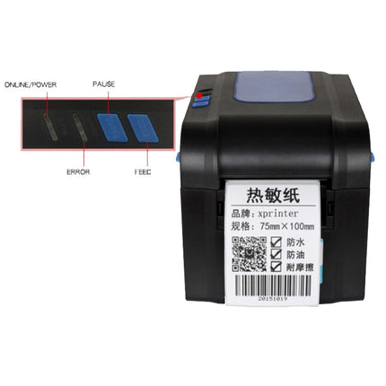 Xprinter XP-370B Barcode Printer Self-adhesive QR Code Printer Label Clothing Tag Thermal Ticket Machine
