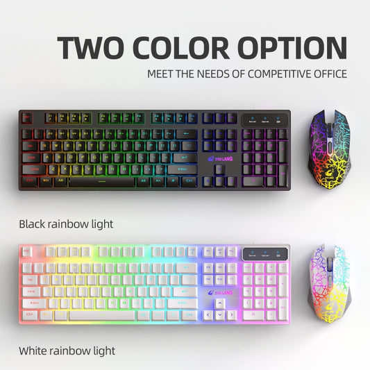 ZIYOULANG T3 Wireless Charging Gaming Lighted Keyboard and Mouse Set, T3 Black Rainbow Light