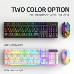ZIYOULANG T3 Wireless Charging Gaming Lighted Keyboard and Mouse Set, T3 Black Rainbow Light