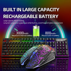 ZIYOULANG T3 Wireless Charging Gaming Lighted Keyboard and Mouse Set, T3 Black Rainbow Light