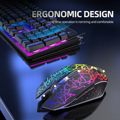ZIYOULANG T3 Wireless Charging Gaming Lighted Keyboard and Mouse Set, T3 Black Rainbow Light