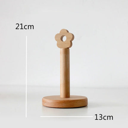 Kitchen Vertical Solid Wood Roll Paper Holder Small Flower Lazy Rag Rack, Vertical Rag Rack