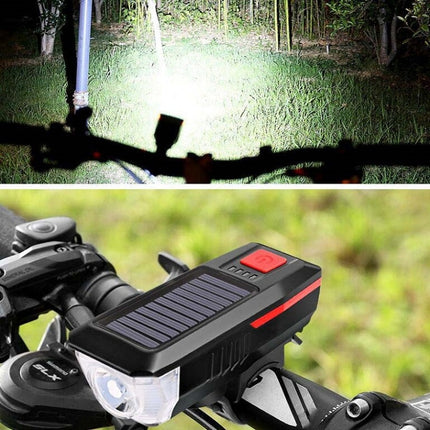 Bicycle Solar Headlight Horn Light Night Riding USB Charging Headlight Bicycle Glare Flashlight Equipment, Red, Green, Blue, Orange