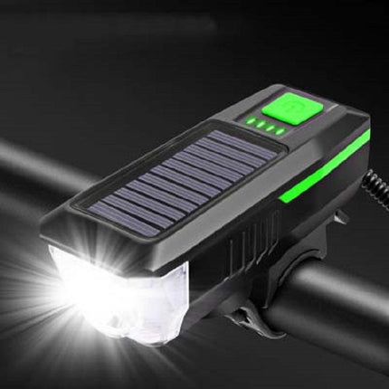 Bicycle Solar Headlight Horn Light Night Riding USB Charging Headlight Bicycle Glare Flashlight Equipment, Red, Green, Blue, Orange