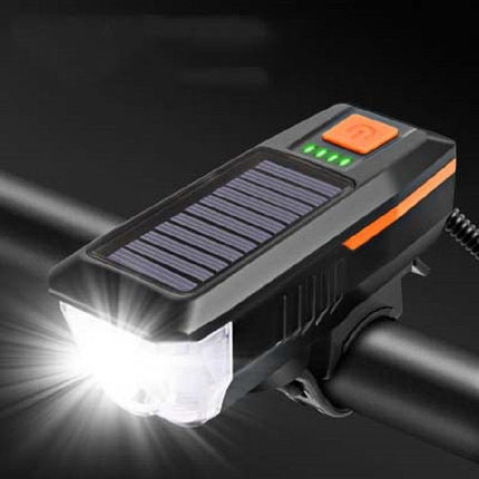 Bicycle Solar Headlight Horn Light Night Riding USB Charging Headlight Bicycle Glare Flashlight Equipment, Red, Green, Blue, Orange