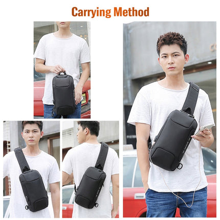 OZUKO 9223 Anti-theft Men Chest Bag Waterproof Crossbody Bag with External USB Charging Port, Standard Size, Large Size