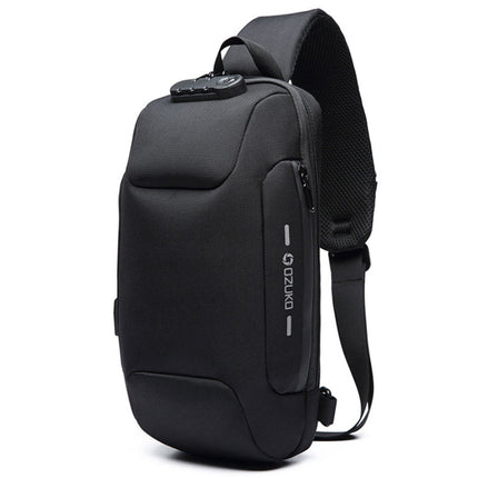OZUKO 9223 Anti-theft Men Chest Bag Waterproof Crossbody Bag with External USB Charging Port, Standard Size, Large Size