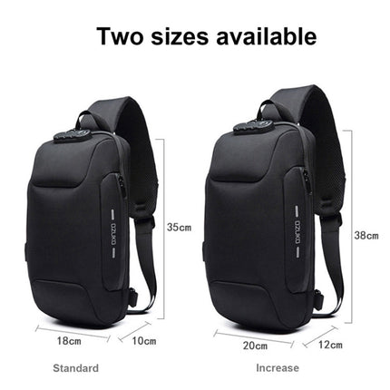 OZUKO 9223 Anti-theft Men Chest Bag Waterproof Crossbody Bag with External USB Charging Port, Standard Size, Large Size