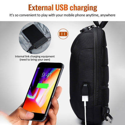 OZUKO 9223 Anti-theft Men Chest Bag Waterproof Crossbody Bag with External USB Charging Port, Standard Size, Large Size