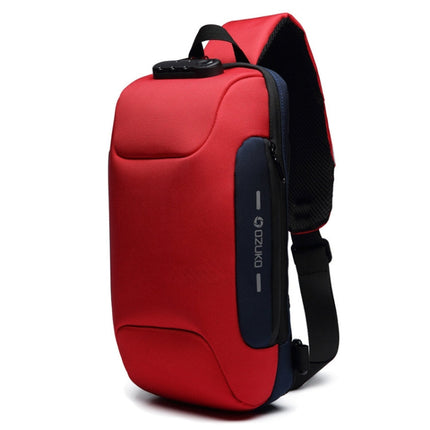 OZUKO 9223 Anti-theft Men Chest Bag Waterproof Crossbody Bag with External USB Charging Port, Standard Size, Large Size