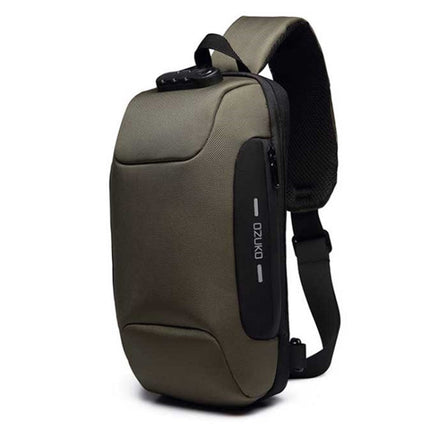 OZUKO 9223 Anti-theft Men Chest Bag Waterproof Crossbody Bag with External USB Charging Port, Standard Size, Large Size
