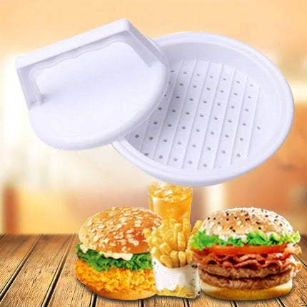 Round Shape Hamburger Press Food-Grade Plastic Hamburger Meat Beef Grill Burger Press Patty Maker Mold Mould Kitchen Tool, 2PCS White